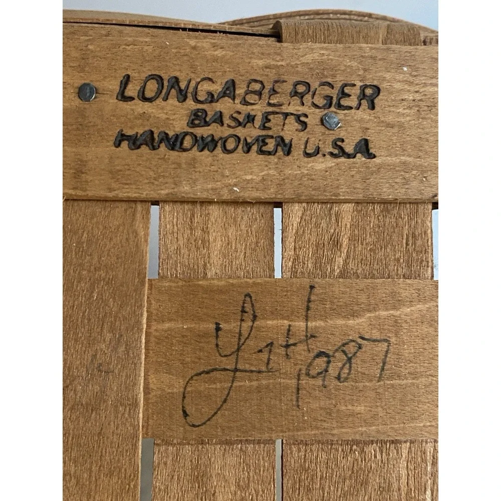 Longaberger 1987 Berry Basket Woven Wood Vintage Forget-Me-Not Initialed 80s VTG